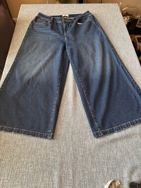 Lane Bryant Wide-Leg Jeans in Dark Blue Denim